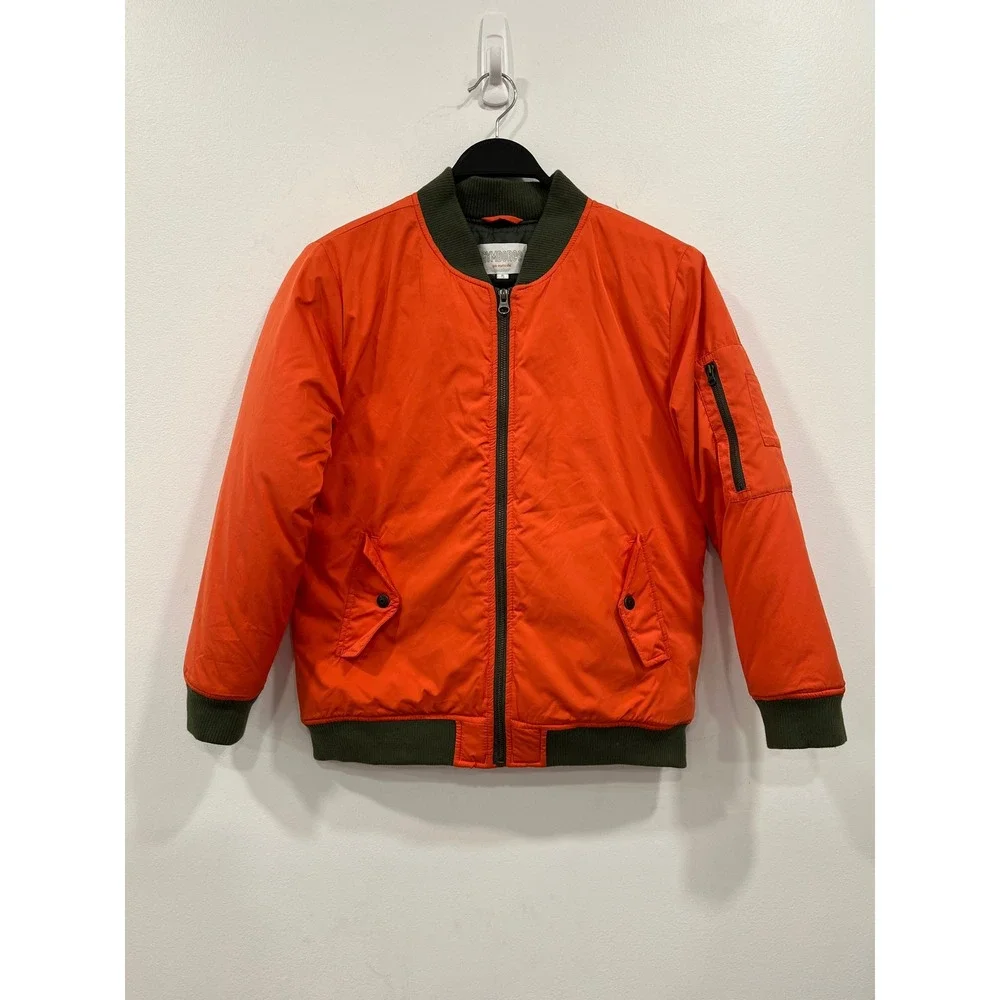 Gymboree Bomber Jacket Boys XL Orange Utility Pockets Waterproof Zip Up NWT Flaw